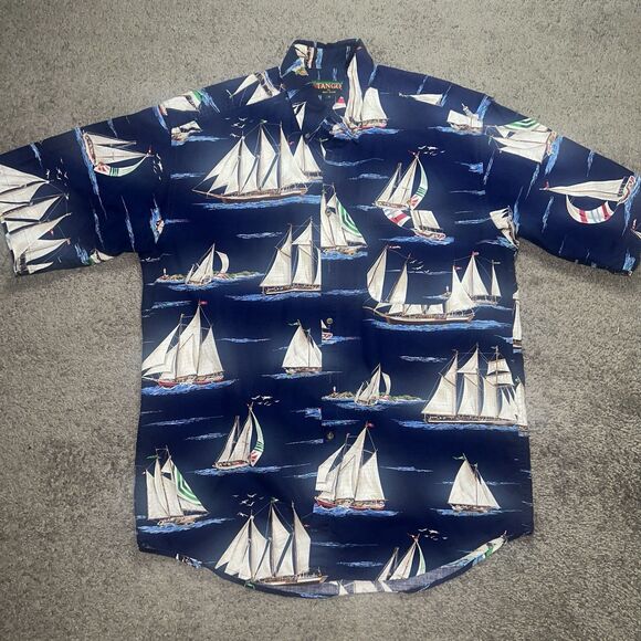 Vintage Tango by Max Raab Sail Boat All Over Print Shirt Men’s Size L Button Up - Picture 1 of 6